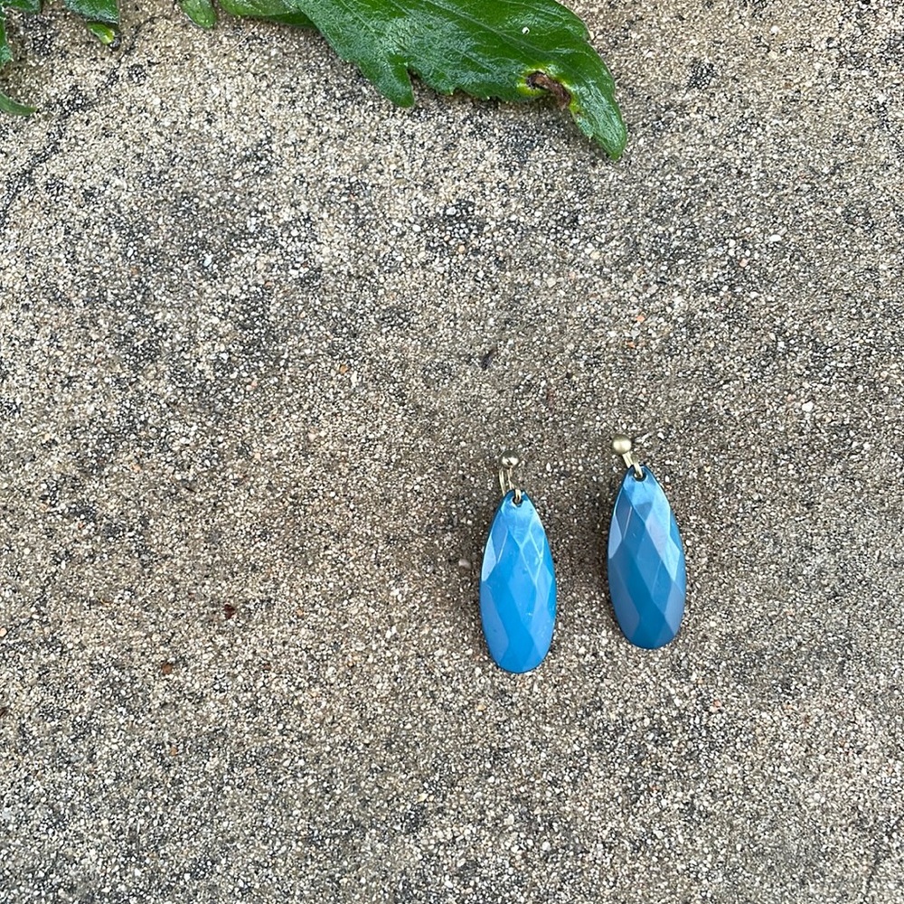 Vintage. Teal Blue, Oval Chiseled Bead, Chandelier